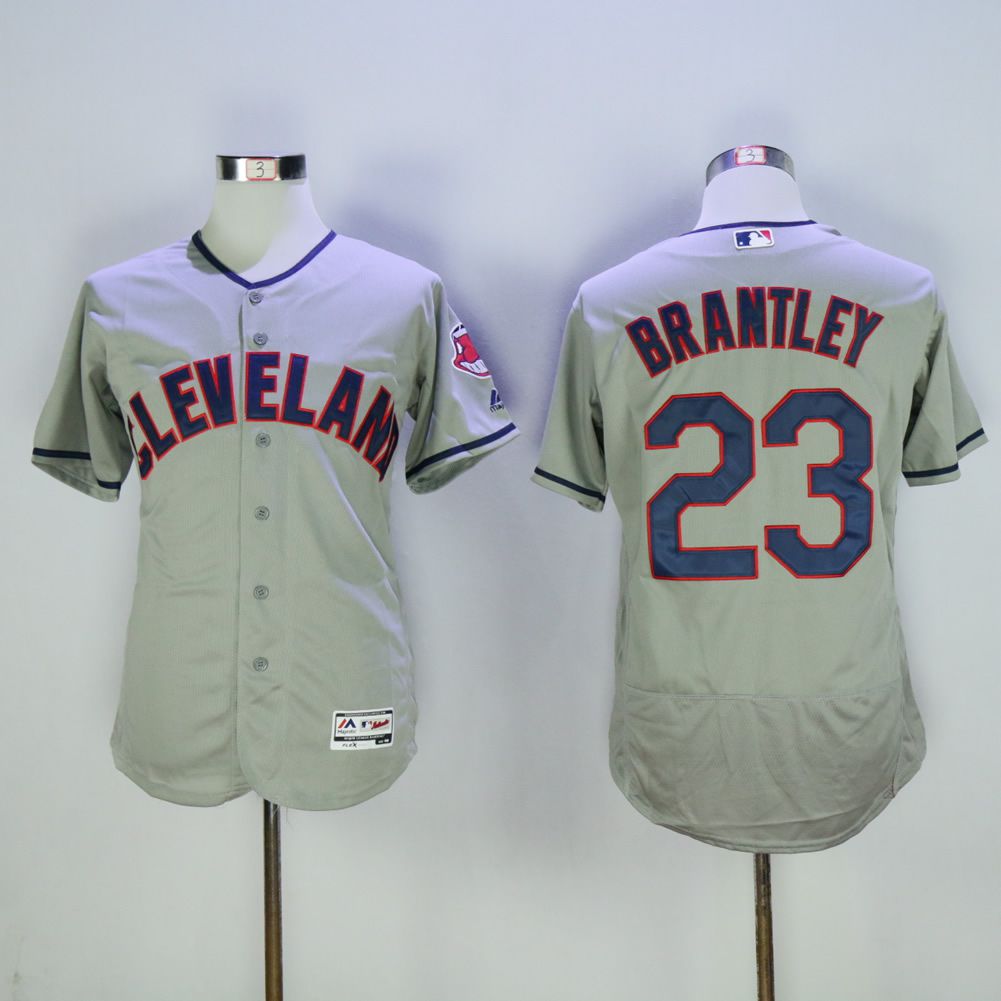 Men Cleveland Indians #23 Brantley Grey MLB Jerseys->cleveland indians->MLB Jersey